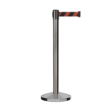 MONTOUR LINE Stanchion Belt Barrier Sat.Steel Post 13ft. Blk/Rd Belt M630-SS-BRD-130